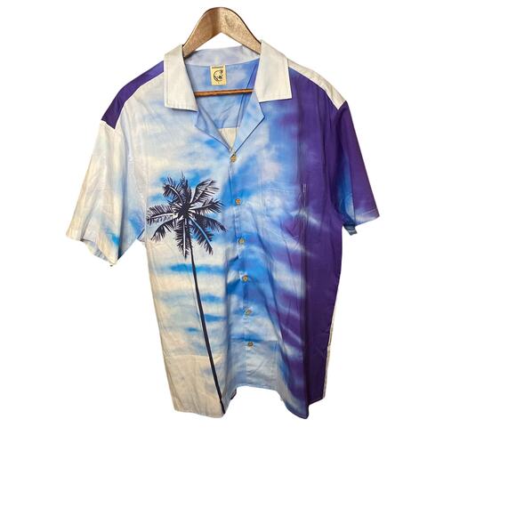 Hardaddy Men’s Hawaiian Button Down Shirt Tropical Palm Tree Size Large Beach - Picture 1 of 5